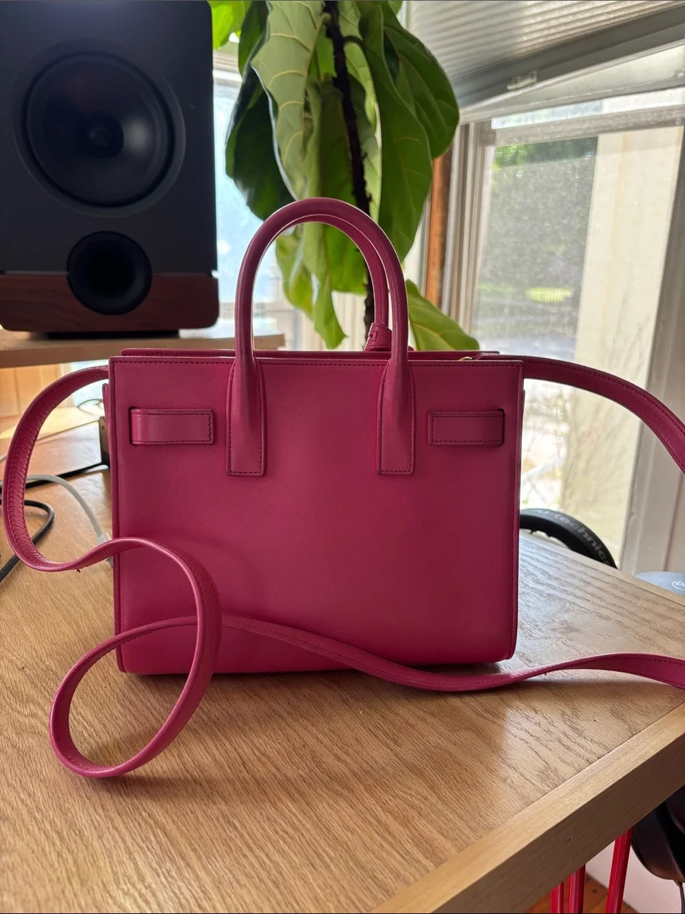 Saint Laurent Fuchsia Small Sac De Jour Leather Satchel